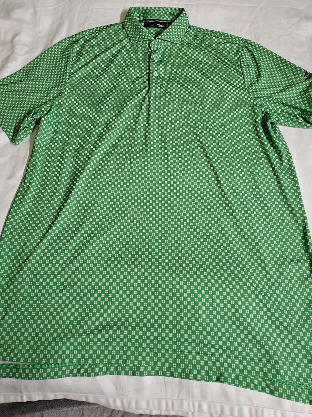 Ralph Lauren Green Micro Pattern Performance Polo
